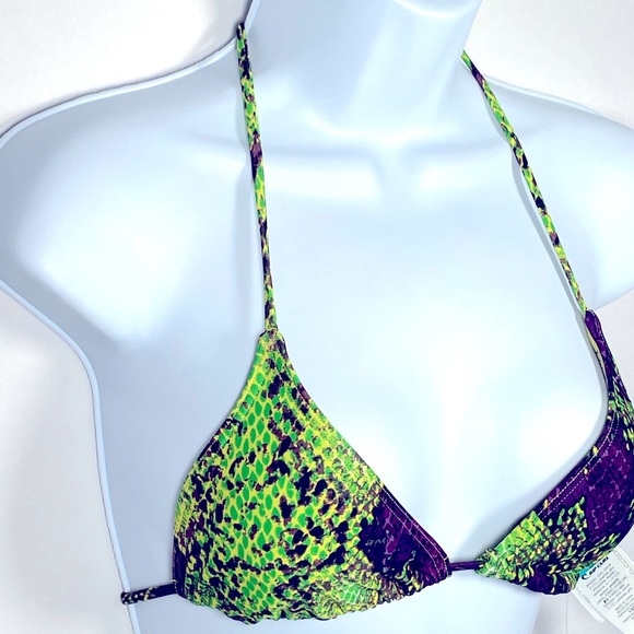 Rip Curl Purple Green Snake Skin Size Small Triangle Bikini Top - Picture 4 of 8
